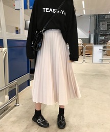 ウェストストレッチ ロングプリーツスカート