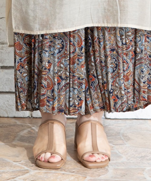 menue（メヌエ）の「スクエアトゥ5cm太ヒールミュールサンダル（サンダル・レディース・ブラック系その他/パイソン/グレイッシュベージュ/ブラック/ベージュ系その他・LL/M/S/L/XXS/3L/XS）」の12枚目の写真