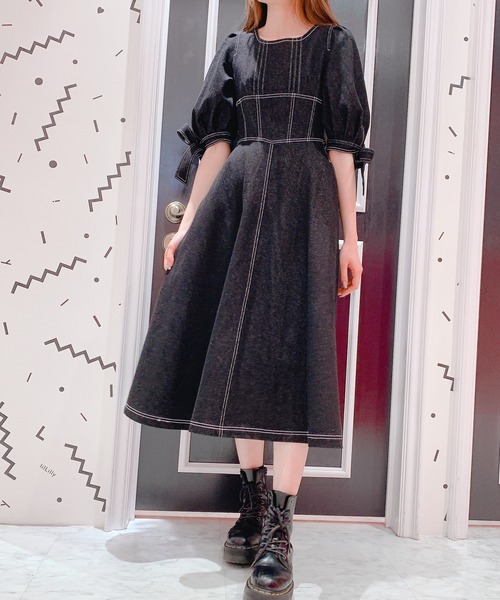 PAIN（ペイン）の「バックリボンデニムパフドレス（ワンピース）」 - WEAR