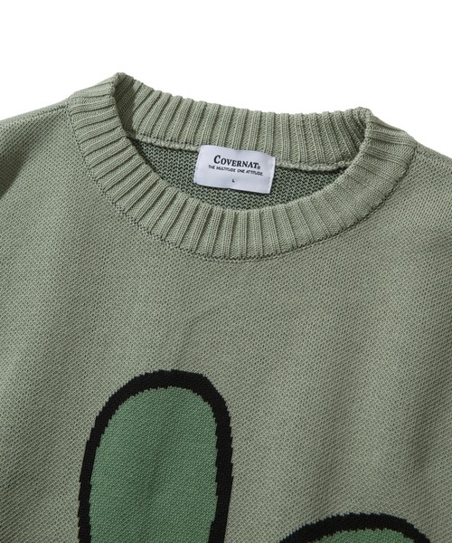 COVERNAT（カバーナット）の「【COVERNAT】BIG FLOWER LOGO KNIT / カバーナット ビッグ フラワー ロゴ ニット（ニット/セーター・メンズ・ブラック/オリーブ/アイボリー/ダークブルー・SMALL/MEDIUM/LARGE/X-LARGE）」の19枚目の写真