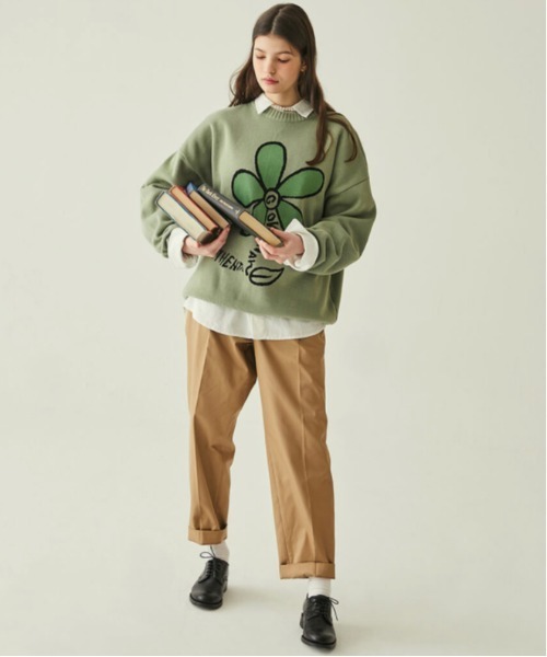 COVERNAT（カバーナット）の「【COVERNAT】BIG FLOWER LOGO KNIT / カバーナット ビッグ フラワー ロゴ ニット（ニット/セーター・メンズ・ブラック/オリーブ/アイボリー/ダークブルー・SMALL/MEDIUM/LARGE/X-LARGE）」の10枚目の写真