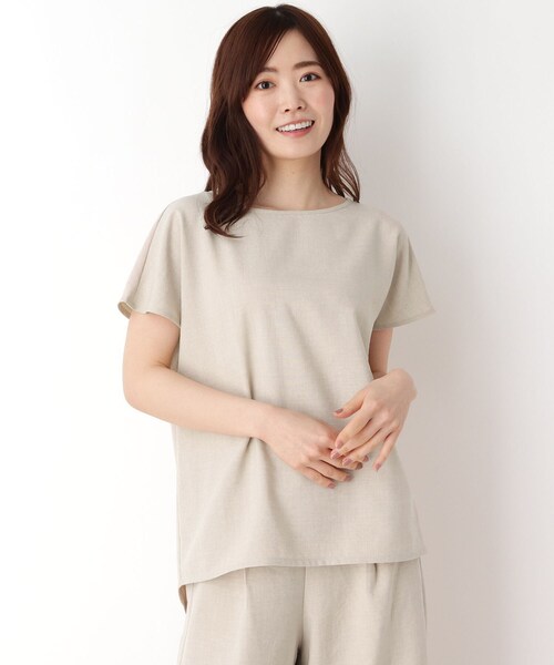 pink adobe(ピンクアドベ)の「◆【M-LL】【洗える】リネンライク バックリボン ブラウス(シャツ/ブラウス・レディース・チャコールグレー/カーキ/ナチュラル/ライトパープル・40/38/42)」の3枚目の写真