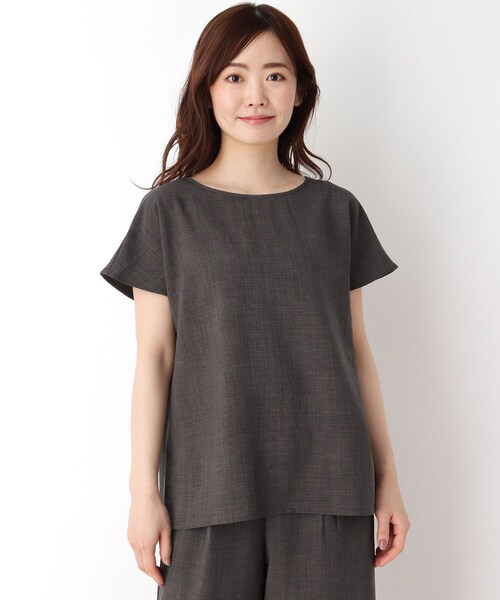 pink adobe(ピンクアドベ)の「◆【M-LL】【洗える】リネンライク バックリボン ブラウス(シャツ/ブラウス・レディース・チャコールグレー/カーキ/ナチュラル/ライトパープル・40/38/42)」の8枚目の写真