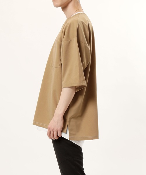 TopIsm（トップイズム）の「アンサンブル 半袖キーネック梨地ワイドカットソー&ロングタンクトップ（アンサンブル・メンズ・ホワイト/グレー系その他/ブラウン/ベージュ/ブラック・M/L）」の13枚目の写真