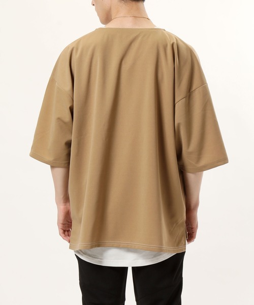 TopIsm（トップイズム）の「アンサンブル 半袖キーネック梨地ワイドカットソー&ロングタンクトップ（アンサンブル・メンズ・ホワイト/グレー系その他/ブラウン/ベージュ/ブラック・M/L）」の9枚目の写真