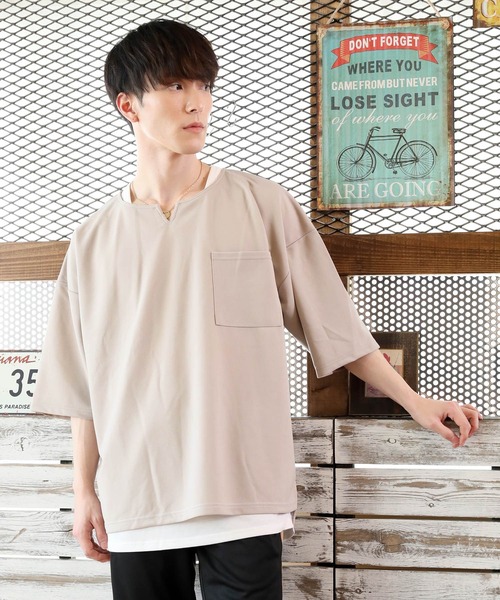 TopIsm（トップイズム）の「アンサンブル 半袖キーネック梨地ワイドカットソー&ロングタンクトップ（アンサンブル・メンズ・ホワイト/グレー系その他/ブラウン/ベージュ/ブラック・M/L）」の21枚目の写真