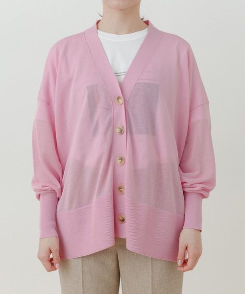 ADAM ET ROPE'（アダムエロペ）の「【WEB限定】シアーニットカーディガン（カーディガン/ボレロ・レディース・ブラック/オフホワイト/ピンク・FREE）」の13枚目の写真