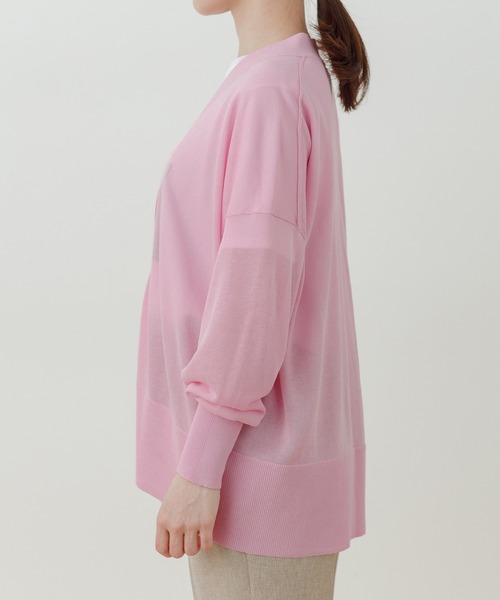 ADAM ET ROPE'（アダムエロペ）の「【WEB限定】シアーニットカーディガン（カーディガン/ボレロ・レディース・ブラック/オフホワイト/ピンク・FREE）」の4枚目の写真