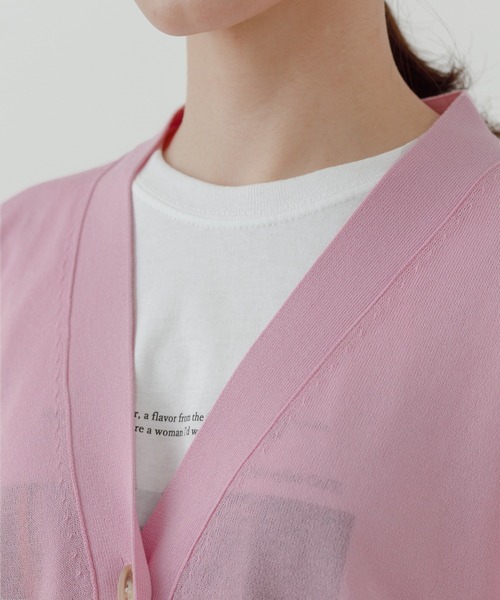 ADAM ET ROPE'（アダムエロペ）の「【WEB限定】シアーニットカーディガン（カーディガン/ボレロ・レディース・ブラック/オフホワイト/ピンク・FREE）」の17枚目の写真