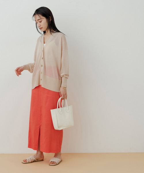 ADAM ET ROPE'（アダムエロペ）の「【WEB限定】シアーニットカーディガン（カーディガン/ボレロ・レディース・ブラック/オフホワイト/ピンク・FREE）」の19枚目の写真