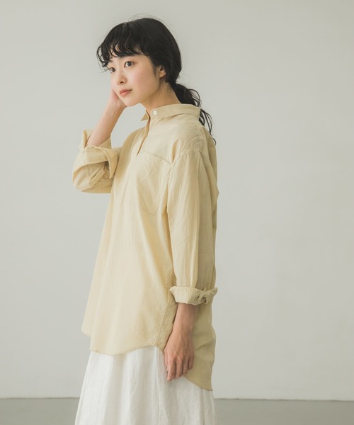 美品✨カグレ kagure 草木染オーガニックコットンシャツ グリーンカーキ 美品 カグレ kagure 草木染オーガニックコットンシャツ グリーン