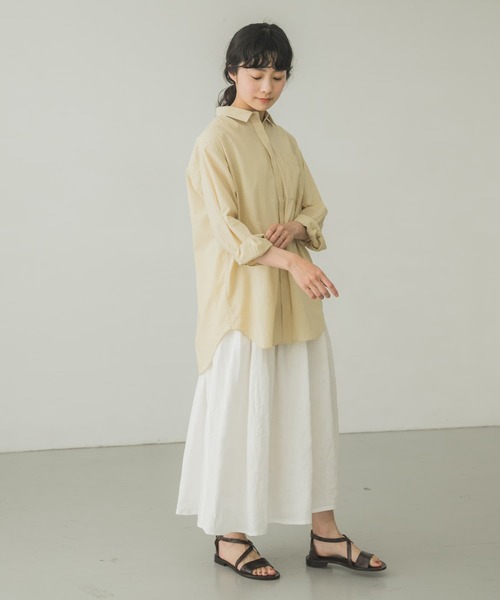 かぐれ（カグレ）の「草木染オーガニックコットンシャツ（シャツ/ブラウス・レディース・カーキ/イエロー・FREE）」の7枚目の写真