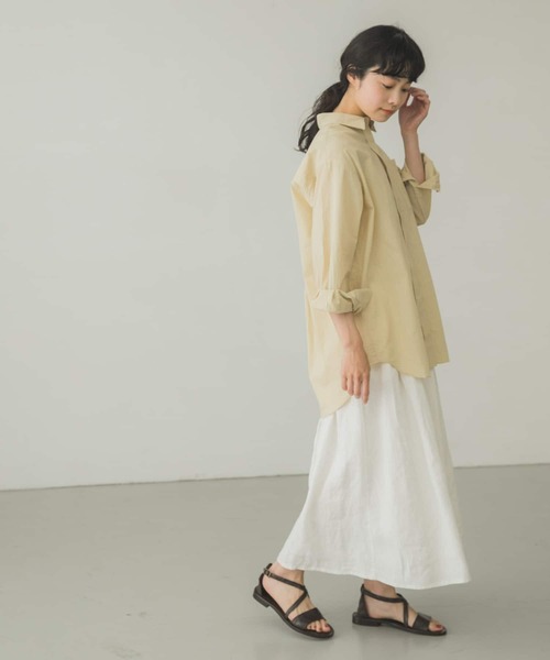 かぐれ（カグレ）の「草木染オーガニックコットンシャツ（シャツ/ブラウス・レディース・カーキ/イエロー・FREE）」の8枚目の写真