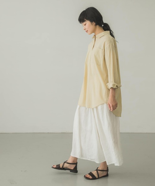 かぐれ（カグレ）の「草木染オーガニックコットンシャツ（シャツ/ブラウス・レディース・カーキ/イエロー・FREE）」の9枚目の写真