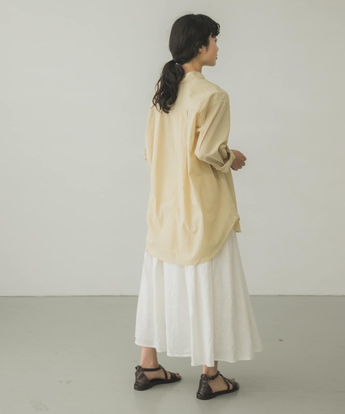 かぐれ（カグレ）の「草木染オーガニックコットンシャツ（シャツ/ブラウス・レディース・カーキ/イエロー・FREE）」の10枚目の写真