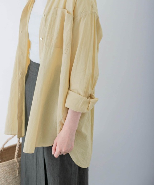 かぐれ（カグレ）の「草木染オーガニックコットンシャツ（シャツ/ブラウス・レディース・カーキ/イエロー・FREE）」の12枚目の写真