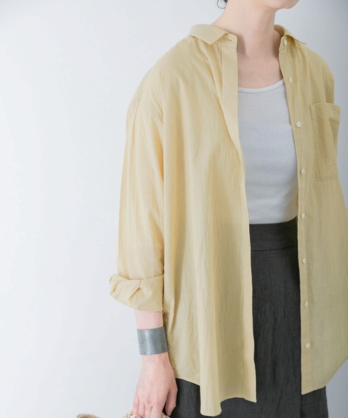 かぐれ（カグレ）の「草木染オーガニックコットンシャツ（シャツ/ブラウス・レディース・カーキ/イエロー・FREE）」の13枚目の写真
