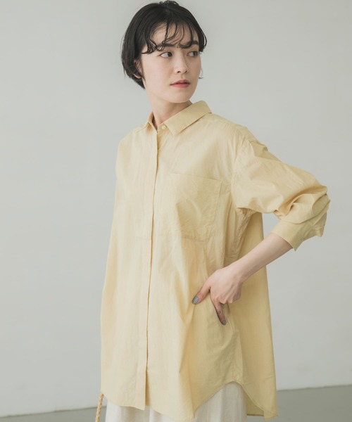 かぐれ（カグレ）の「草木染オーガニックコットンシャツ（シャツ/ブラウス・レディース・カーキ/イエロー・FREE）」の18枚目の写真