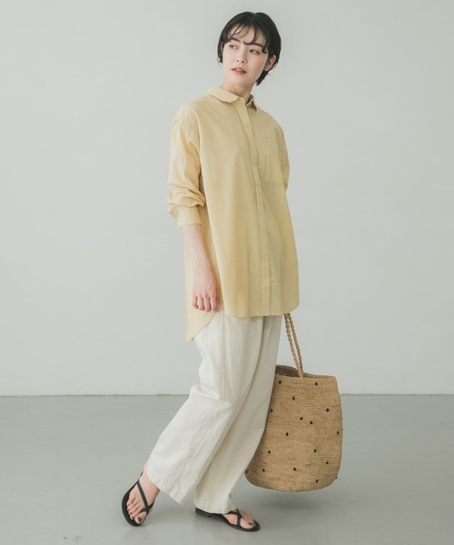 かぐれ（カグレ）の「草木染オーガニックコットンシャツ（シャツ/ブラウス・レディース・カーキ/イエロー・FREE）」の21枚目の写真