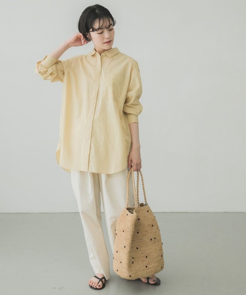 美品✨カグレ kagure 草木染オーガニックコットンシャツ グリーンカーキ 美品 カグレ kagure 草木染オーガニックコットンシャツ グリーン