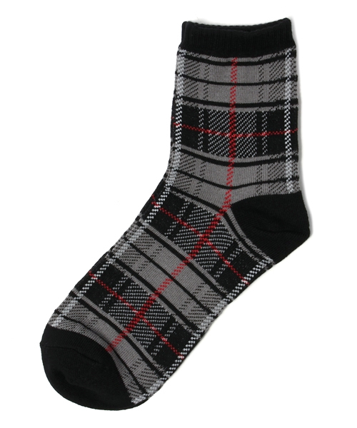 WEGO(ウィゴー)の「WEGO/チェックソックス(ソックス/靴下・レディース・ブラック/ブルー/レッド・FREE)」の1枚目の写真