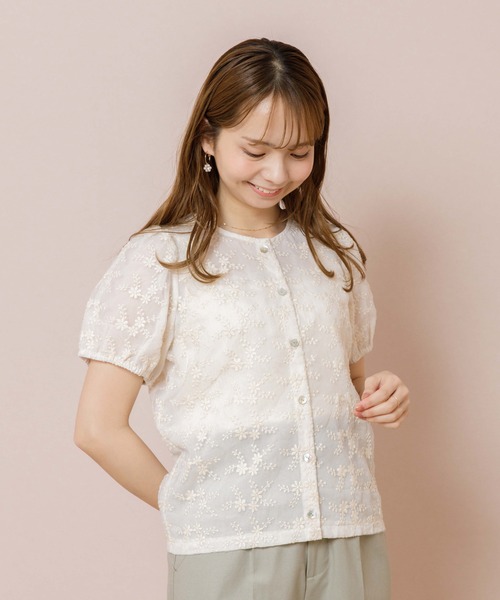 flower(フラワー)の「ブルーミングシアートップ(Tシャツ/カットソー・レディース・ブラウン/アイボリー・FREE)」の16枚目の写真