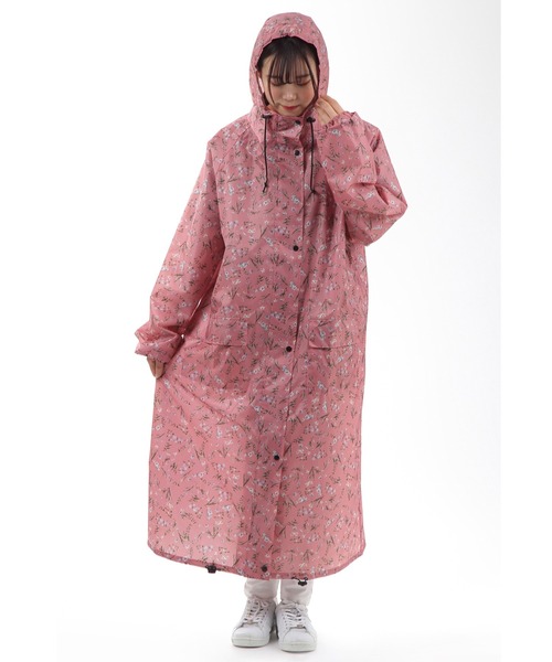 セール】バイザー取り外し可能 小花柄 軽量レインコート（レイン