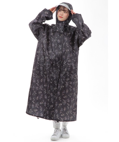 セール】バイザー取り外し可能 小花柄 軽量レインコート（レイン