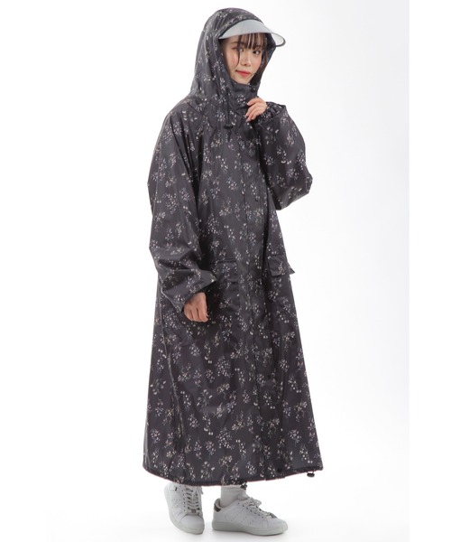 セール】バイザー取り外し可能 小花柄 軽量レインコート（レイン