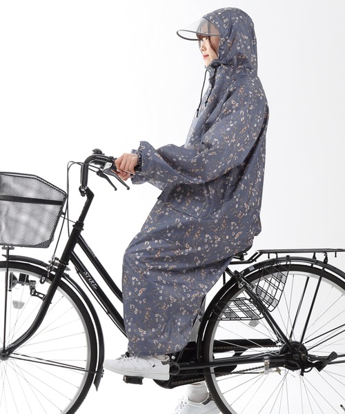 セール】バイザー取り外し可能 小花柄 軽量レインコート（レイン