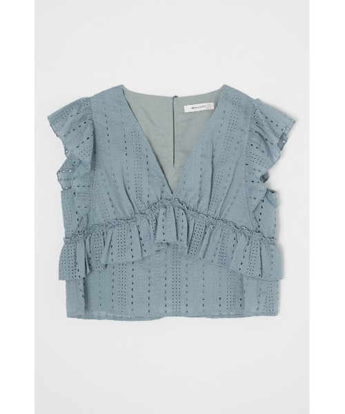 MOUSSY(マウジー)の「V/N LACE FRILL トップス(タンクトップ・レディース・ブラック/アイボリー/ライトブルー・1/2)」の7枚目の写真
