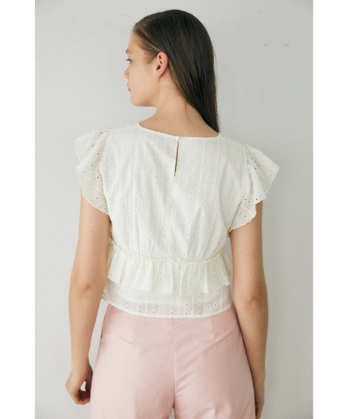MOUSSY(マウジー)の「V/N LACE FRILL トップス(タンクトップ・レディース・ブラック/アイボリー/ライトブルー・1/2)」の10枚目の写真