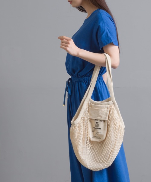 OMNES（オムネス）の「メッシュエコバック（エコバッグ/サブバッグ・レディース・キナリ/ブラウン/イエロー/ブルー・FREE）」の6枚目の写真