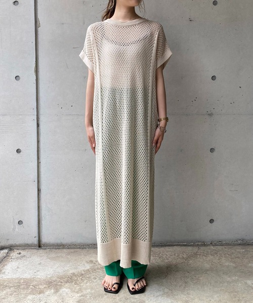 CAPRICIEUX LE'MAGE（カプリシューレマージュ）の「メッシュフレンチワンピース（ワンピース・レディース・オフホワイト/オリーブ・FREE）」の3枚目の写真