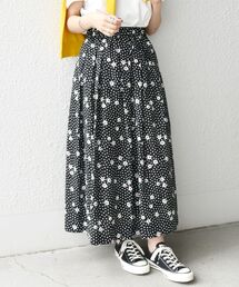 SHIPS any | SHIPS any:〈ウォッシャブル〉Longchamp ドット フラワー ランダム タック スカート(スカート)