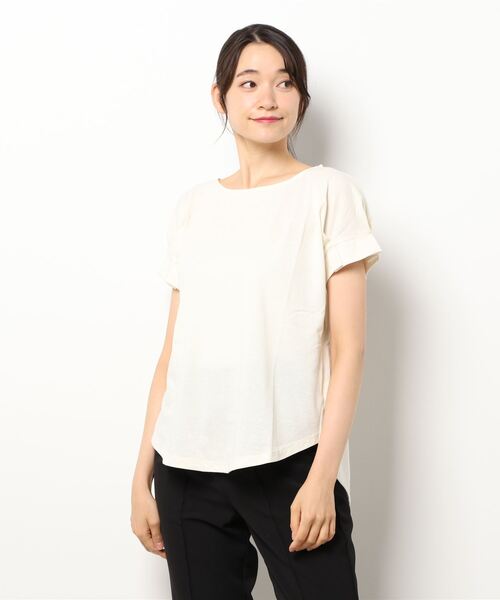 Lugnoncure（ルノンキュール）の「袖タックTシャツ（Tシャツ/カットソー・レディース・ブラック/キナリ/オレンジ・ﾌﾘ-）」の6枚目の写真