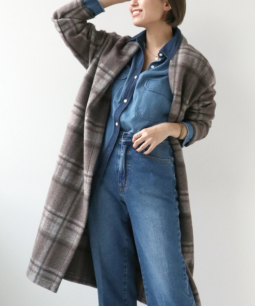 Simplicite(サンプリシテ)の「ライトニットガウンコート(その他アウター・レディース・ブラック/ブラウン・FREE)」の2枚目の写真