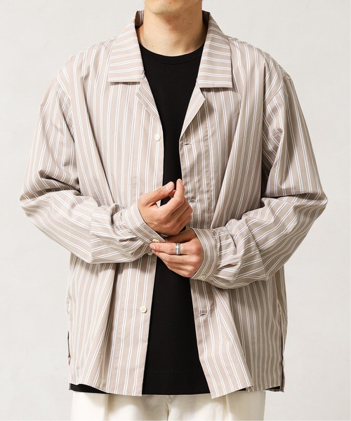 417 EDIFICE（フォーワンセブンエディフィス）の「◆【fosterr / フォスター】 SHIRT OPEN COLLAR / オープンカラーシャツ（シャツ/ブラウス・メンズ・グレー/ブラウン/ベージュ/ブルー・MEDIUM/LARGE）」の3枚目の写真
