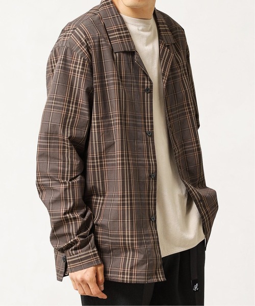 417 EDIFICE（フォーワンセブンエディフィス）の「◆【fosterr / フォスター】 SHIRT OPEN COLLAR / オープンカラーシャツ（シャツ/ブラウス・メンズ・グレー/ブラウン/ベージュ/ブルー・MEDIUM/LARGE）」の2枚目の写真