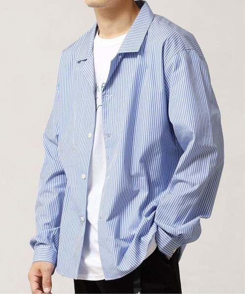 417 EDIFICE（フォーワンセブンエディフィス）の「◆【fosterr / フォスター】 SHIRT OPEN COLLAR / オープンカラーシャツ（シャツ/ブラウス・メンズ・グレー/ブラウン/ベージュ/ブルー・MEDIUM/LARGE）」の4枚目の写真