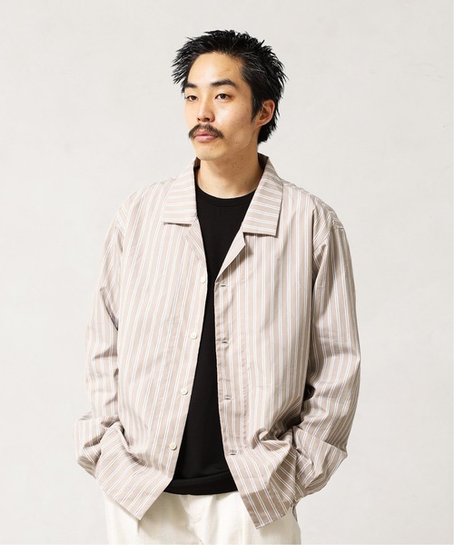 417 EDIFICE（フォーワンセブンエディフィス）の「◆【fosterr / フォスター】 SHIRT OPEN COLLAR / オープンカラーシャツ（シャツ/ブラウス・メンズ・グレー/ブラウン/ベージュ/ブルー・MEDIUM/LARGE）」の5枚目の写真