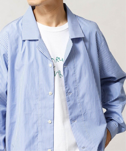 417 EDIFICE（フォーワンセブンエディフィス）の「◆【fosterr / フォスター】 SHIRT OPEN COLLAR / オープンカラーシャツ（シャツ/ブラウス・メンズ・グレー/ブラウン/ベージュ/ブルー・MEDIUM/LARGE）」の16枚目の写真