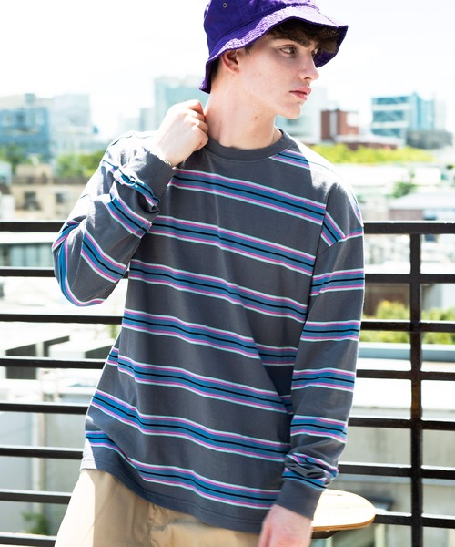 ８(eight)（エイト）の「ボーダービッグロンＴ２（Tシャツ/カットソー・メンズ・グリーン/グレー/ブラウン・MEDIUM/LARGE）」の2枚目の写真