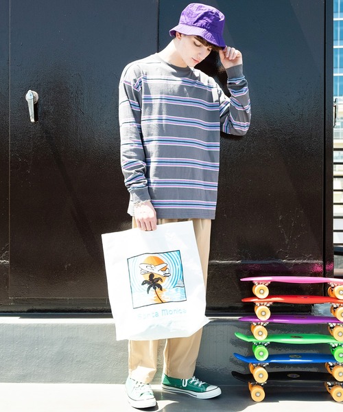 ８(eight)（エイト）の「ボーダービッグロンＴ２（Tシャツ/カットソー・メンズ・グリーン/グレー/ブラウン・MEDIUM/LARGE）」の4枚目の写真