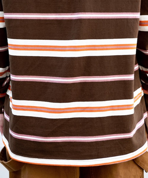 ８(eight)（エイト）の「ボーダービッグロンＴ２（Tシャツ/カットソー・メンズ・グリーン/グレー/ブラウン・MEDIUM/LARGE）」の9枚目の写真