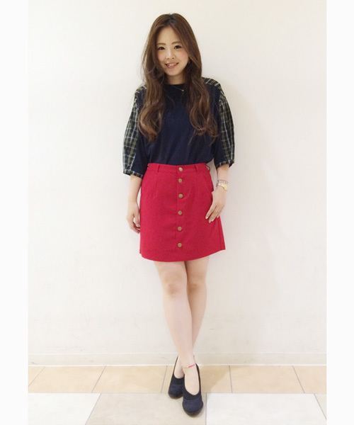 Chico(チコ)の「前開きBOXスカート(スカート・レディース・キャメル/グリーン/ネイビー/ゴールド・FREE)」の7枚目の写真