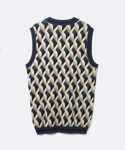 one way（ワンウェイ）の「【oneway Jeans】スクエア柄ニットベスト（ベスト・レディース・ブラック/ライトブルー/パープル・FREE）」の7枚目の写真