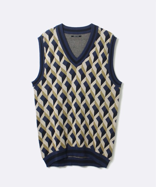 one way（ワンウェイ）の「【oneway Jeans】スクエア柄ニットベスト（ベスト・レディース・ブラック/ライトブルー/パープル・FREE）」の13枚目の写真