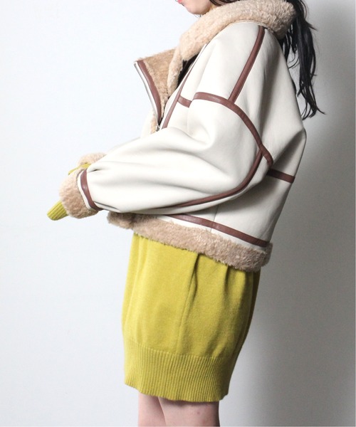 one way（ワンウェイ）の「【oneway】ムートンライダース（ライダースジャケット・レディース・ベージュ/ブラック/ライトブラウン・FREE）」の11枚目の写真