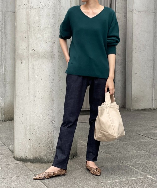 un dix cors（アンディコール）の「低身長/高身長サイズ有　イージーデニムテーパードパンツ（デニムパンツ・レディース・ブルー/ネイビー・34/36/38/40）」の20枚目の写真